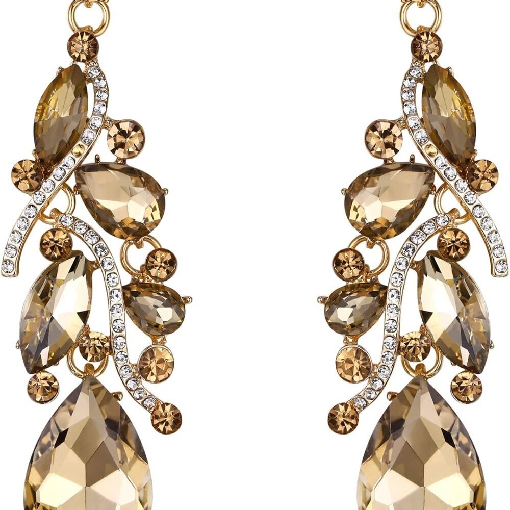 Women's Bohemian Boho Crystal Multi Teardrop Filigree Cluster Chandelier Dangle